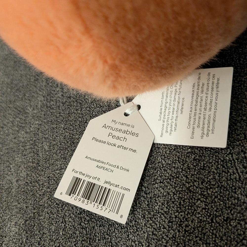Jellycat Amuseables Peach NWT htf - Picture 4 of 5